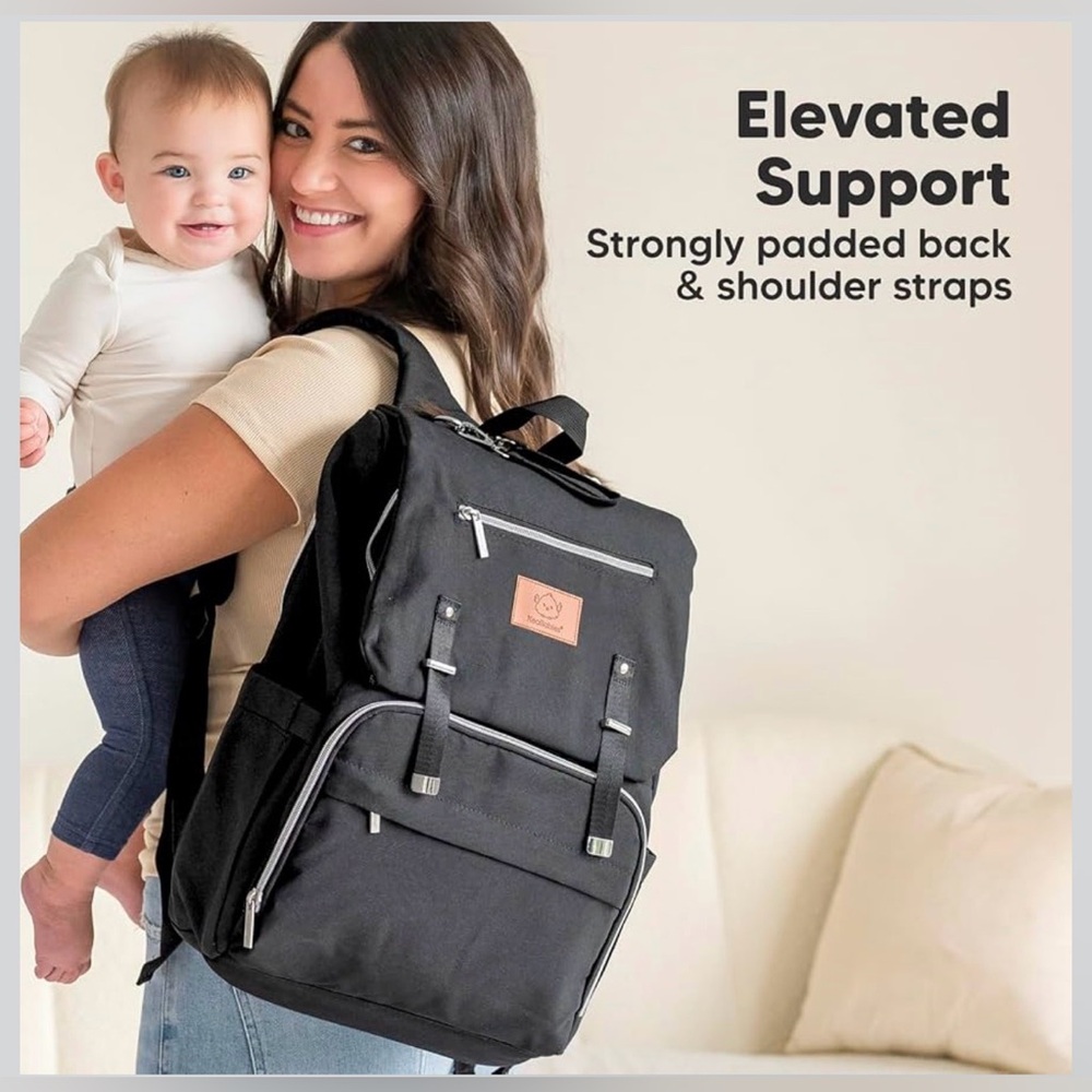 Large Travel/Explorer Oxford Gray Waterproof Insulated Backpack Diaper Bag for 2 - Picture 8 of 13